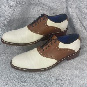 Winthrop Phillips Saddle Shoes Mens 10.5 Tan White Leather Canvas Oxford 104120